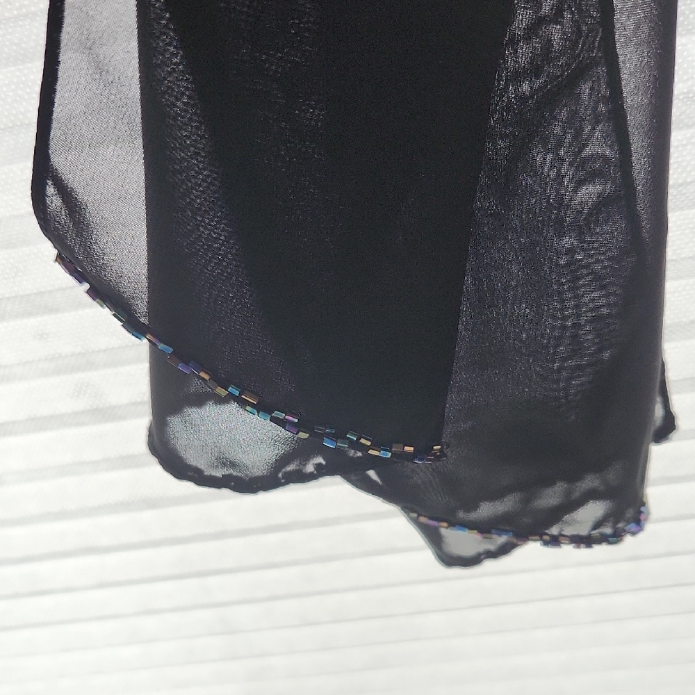 Black Beaded Sheer Scarf Wrap - Women Accessories - Picture 2 of 4